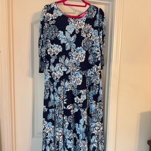 Lilly Pulitzer Navy & Light Blue Floral Maxi Dress